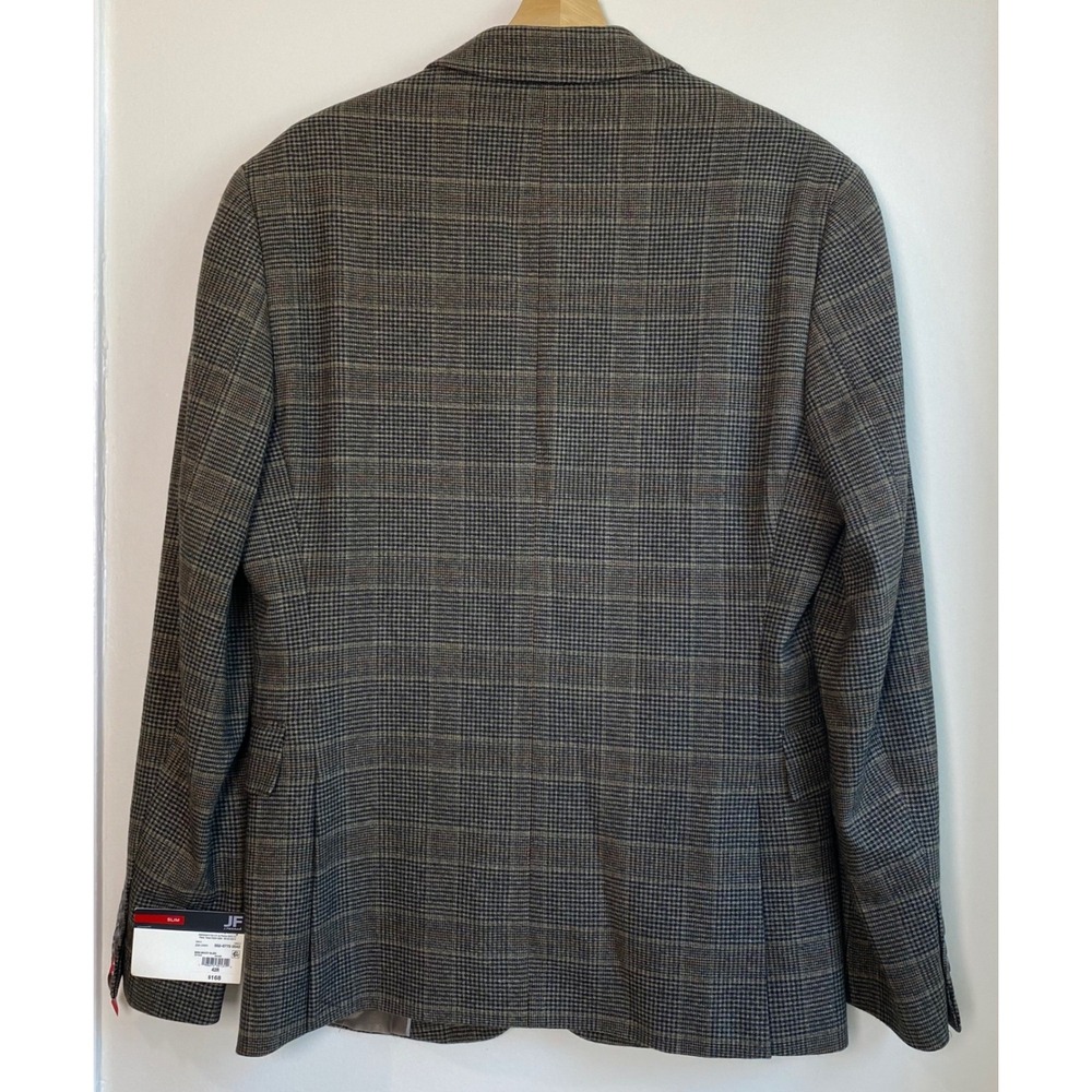 J.Ferrar Slim Fit Sport Coat Mens 42R Brown Glen Plaid Academic Professional